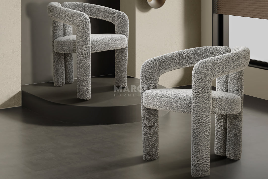 Nirvana Boucle Dining Chair (Salt & Pepper)