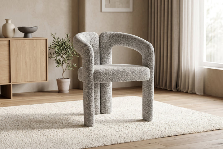 Nirvana Boucle Fabric Modern Dining Chair (Salt & Pepper)