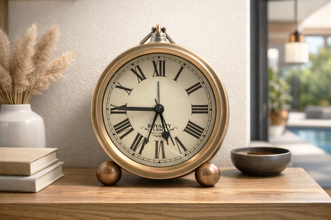 Noble Classic Desk Clock with Roman Numerals