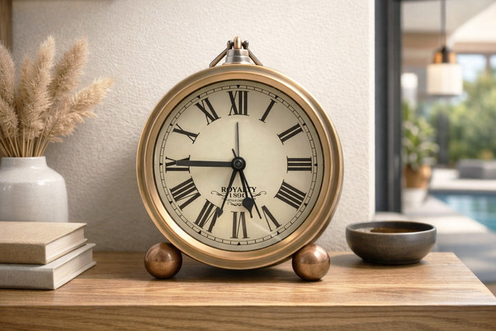Noble Classic Desk Clock with Roman Numerals