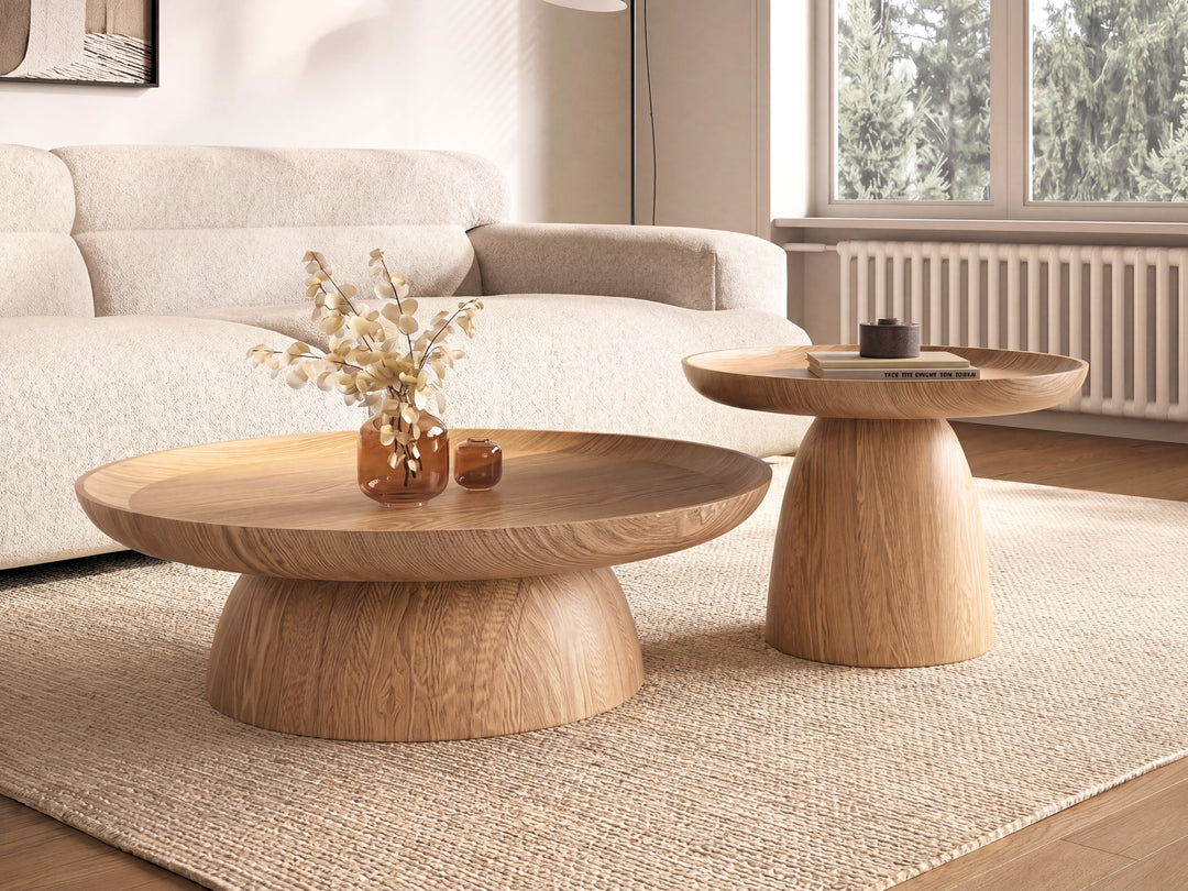 Oakley Ash Veneer Round Coffee Table Set