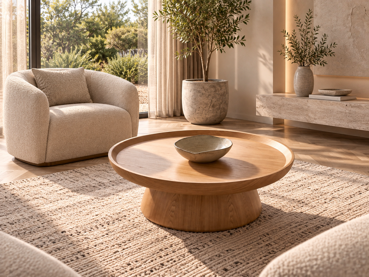 Oakley Ash Veneer Round Coffee Table Set