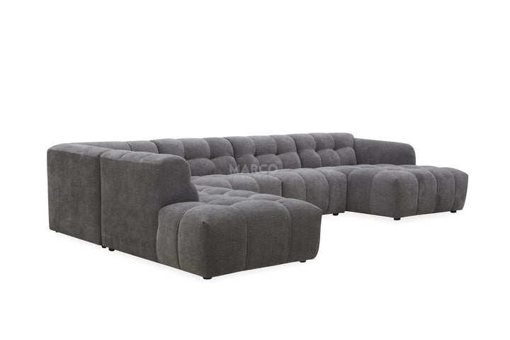 Gray sectional sofa on a white background