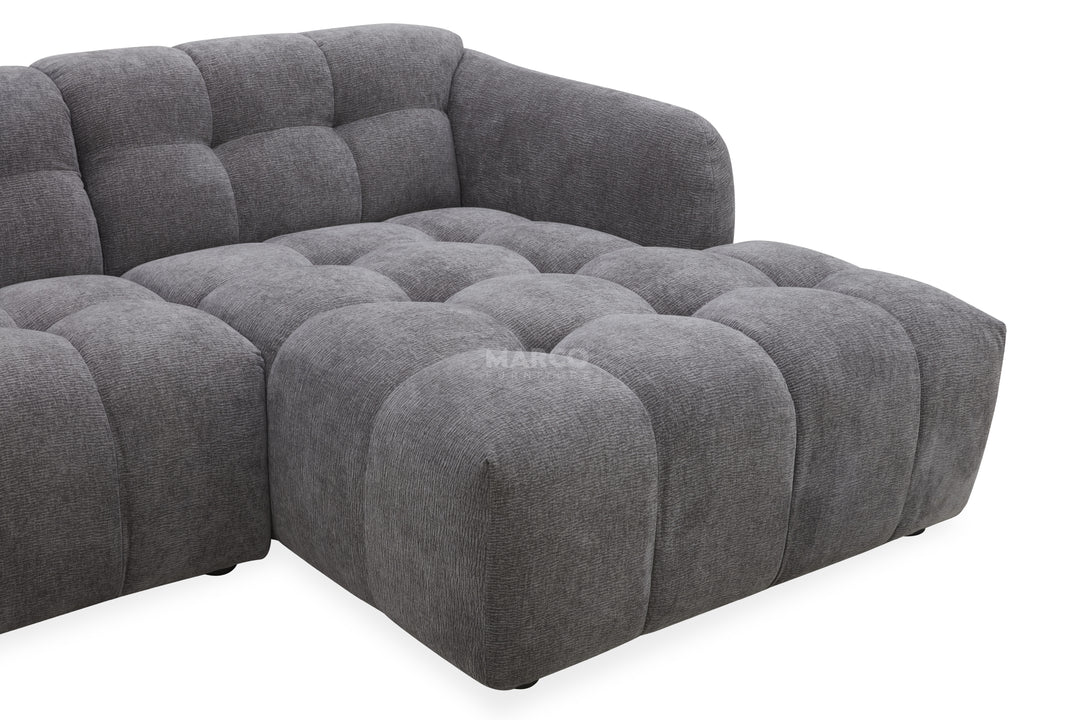 Gray sectional sofa on a white background