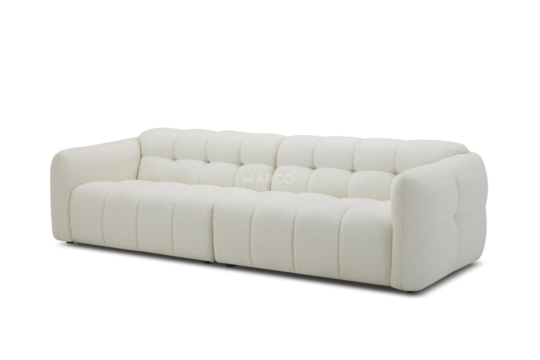 Olavia 3 Seater Woven Fabric Sofa – Tufted Design