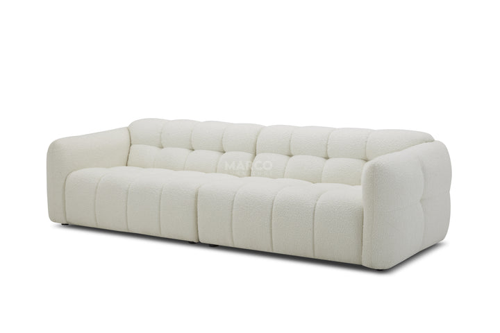Olavia 3 Seater Woven Fabric Sofa – Tufted Design