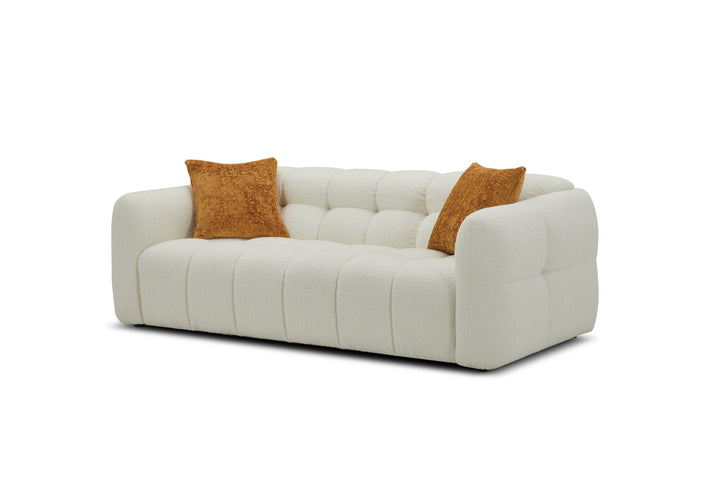 Olavia 2 Seater Fabric Sofa – Tufted Woven Fabric Lounge