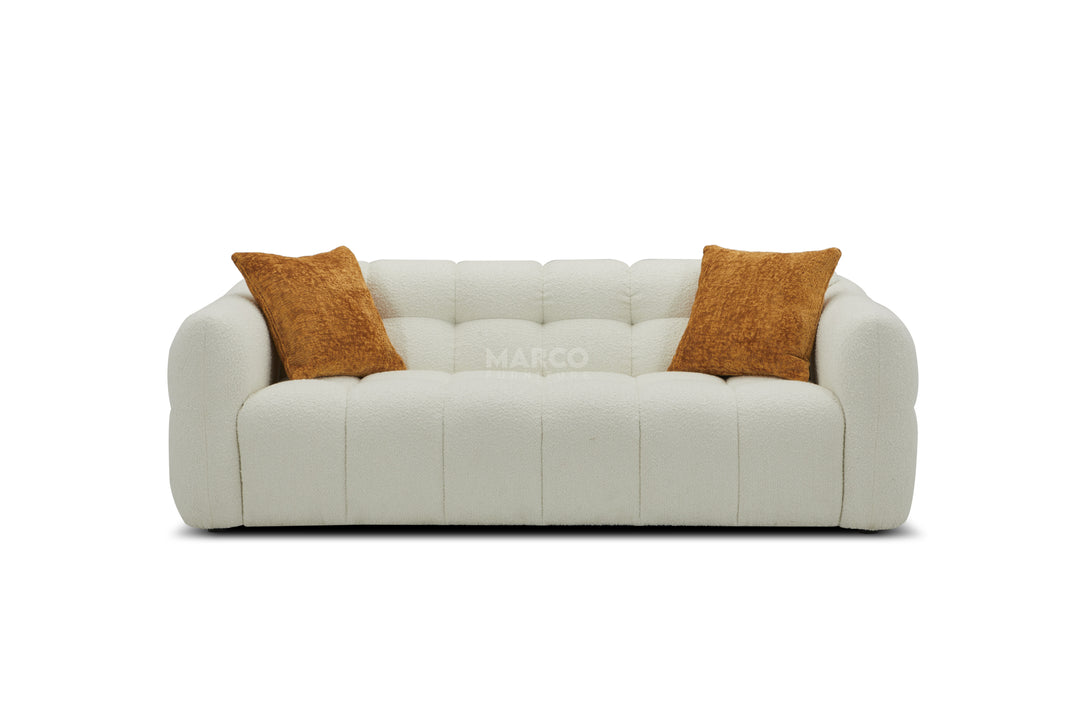 Olavia 2 Seater Fabric Sofa – Tufted Woven Fabric Lounge