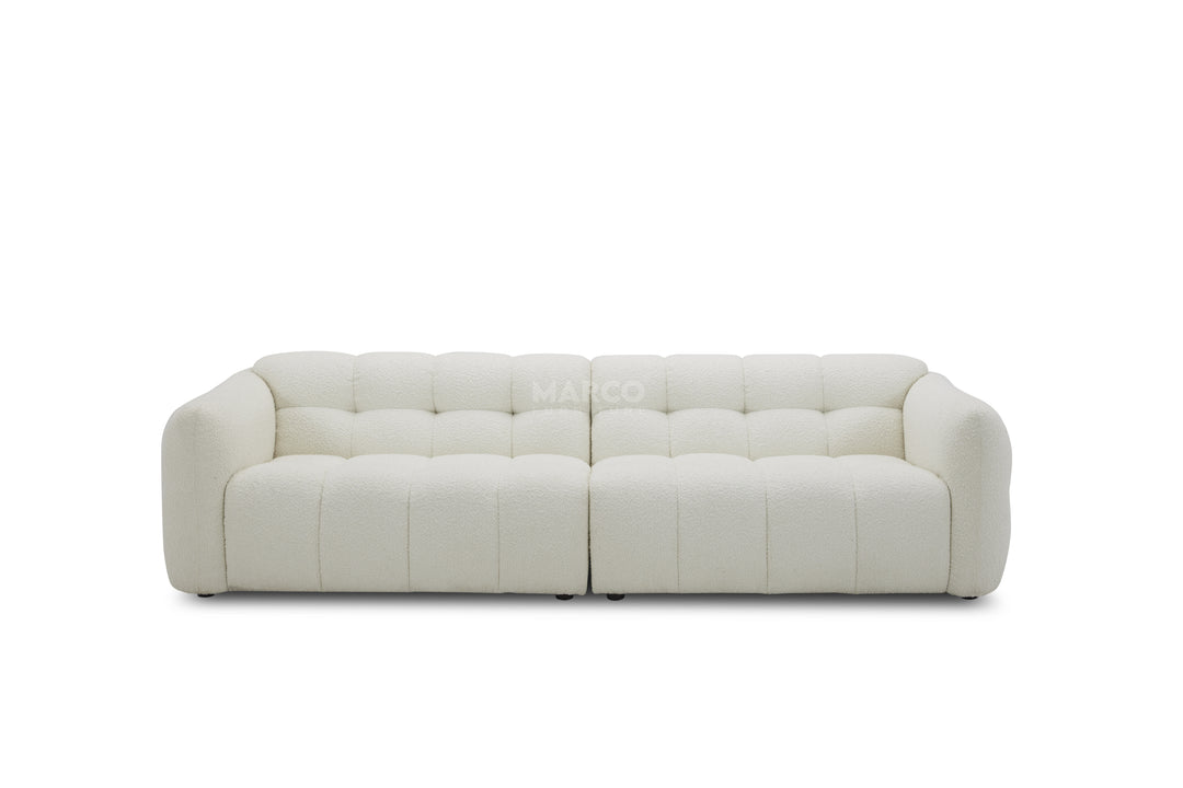 Olavia 3 Seater Woven Fabric Sofa – Tufted Design