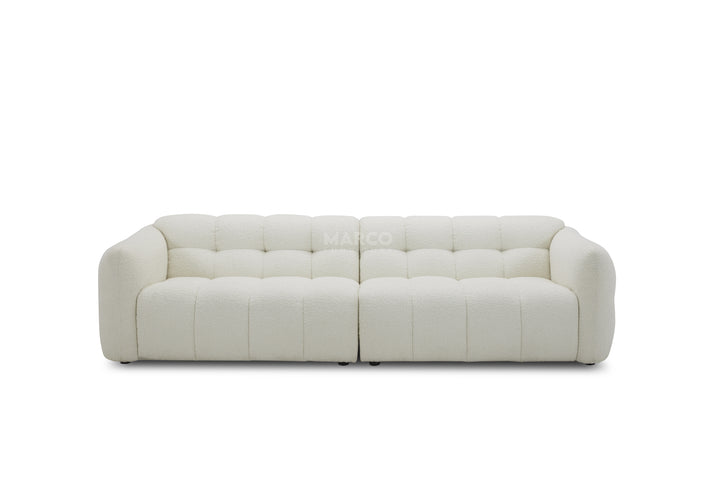 Olavia 3 Seater Woven Fabric Sofa – Tufted Design