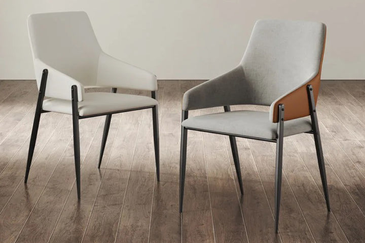 Oliver Designer Leather Dining Chair with Carbon Steel Legs