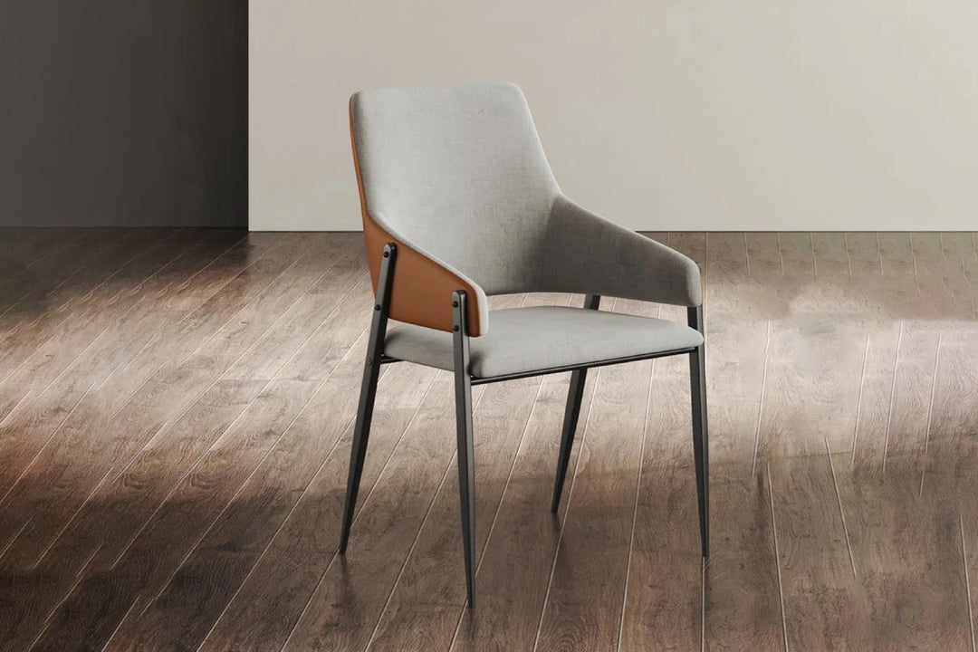 Oliver Designer Leather Dining Chair with Carbon Steel Legs