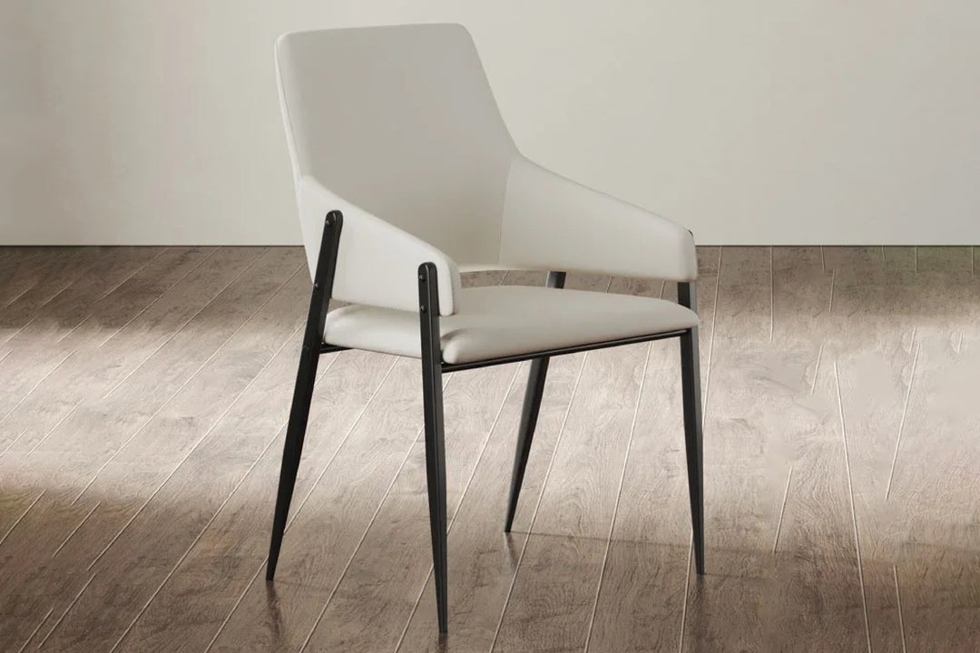 Oliver Designer Leather Dining Chair with Carbon Steel Legs