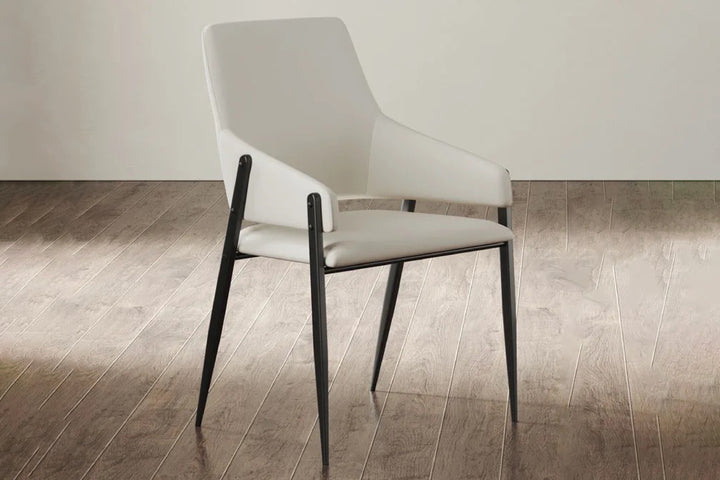 Oliver Designer Leather Dining Chair with Carbon Steel Legs