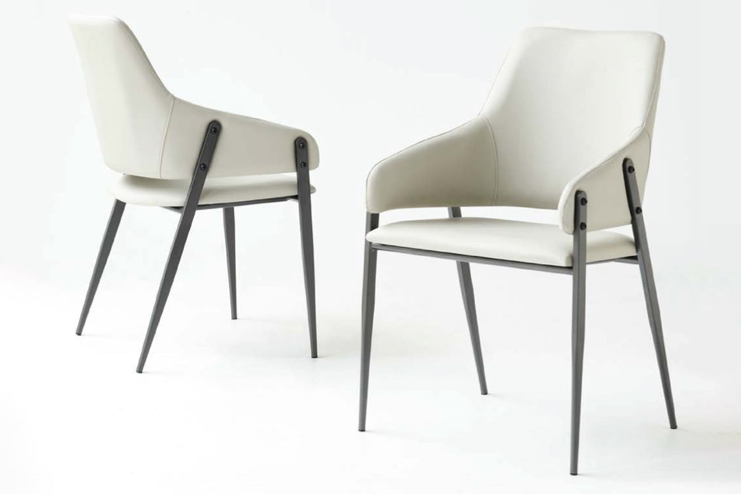 Oliver Designer Leather Dining Chair with Carbon Steel Legs