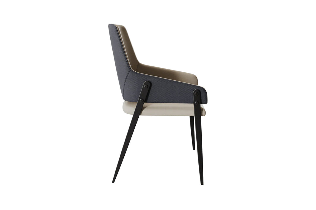 Oliver Designer Leather Dining Chair with Carbon Steel Legs