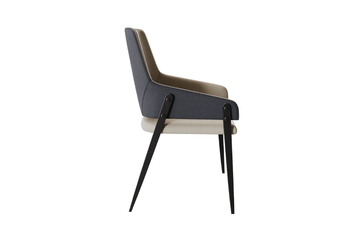 Oliver Designer Leather Dining Chair with Carbon Steel Legs