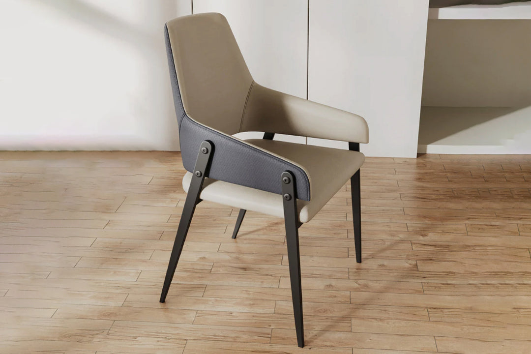 Oliver Designer Leather Dining Chair with Carbon Steel Legs