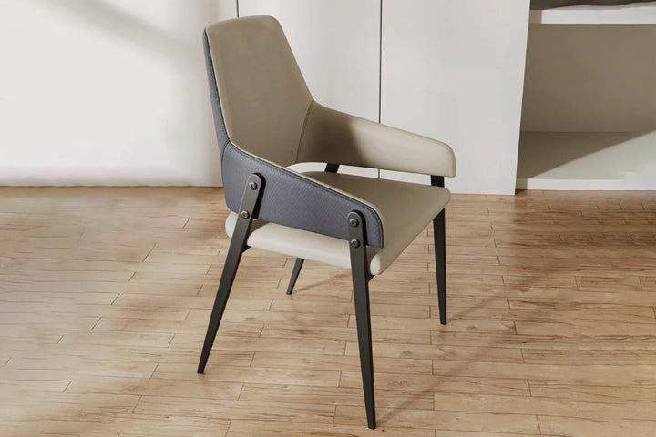 Oliver Designer Leather Dining Chair with Carbon Steel Legs