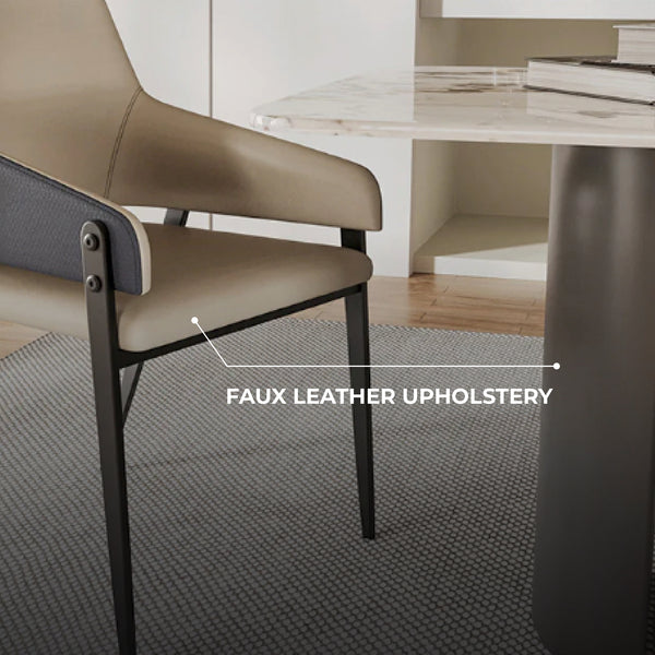 Oliver Designer Leather Dining Chair with Carbon Steel Legs