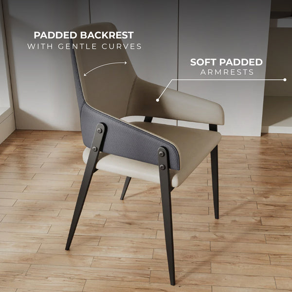 Oliver Designer Leather Dining Chair with Carbon Steel Legs