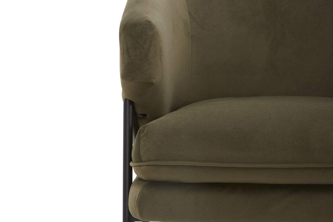 Close-up of a brown upholstered chair with a white background
