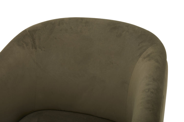 Close-up of a brown upholstered chair armrest on a white background