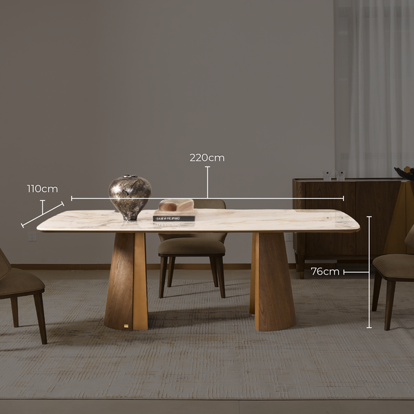 Olmo Fiorito 8 Seater Rectangular Dining Table - Pandora Brown Sintered Stone Top