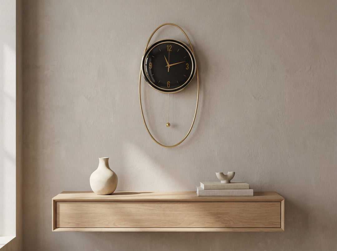 Orbit Pendulum Wall Clock (Black) - 75cm