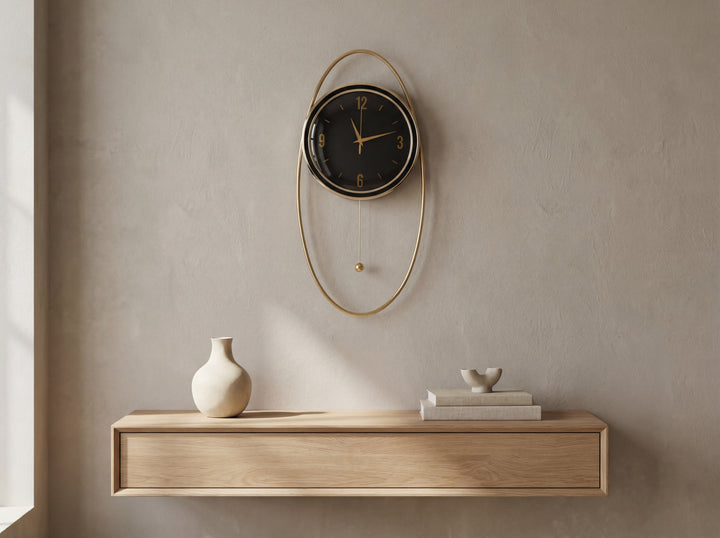 Orbit Pendulum Wall Clock (Black) - 75cm