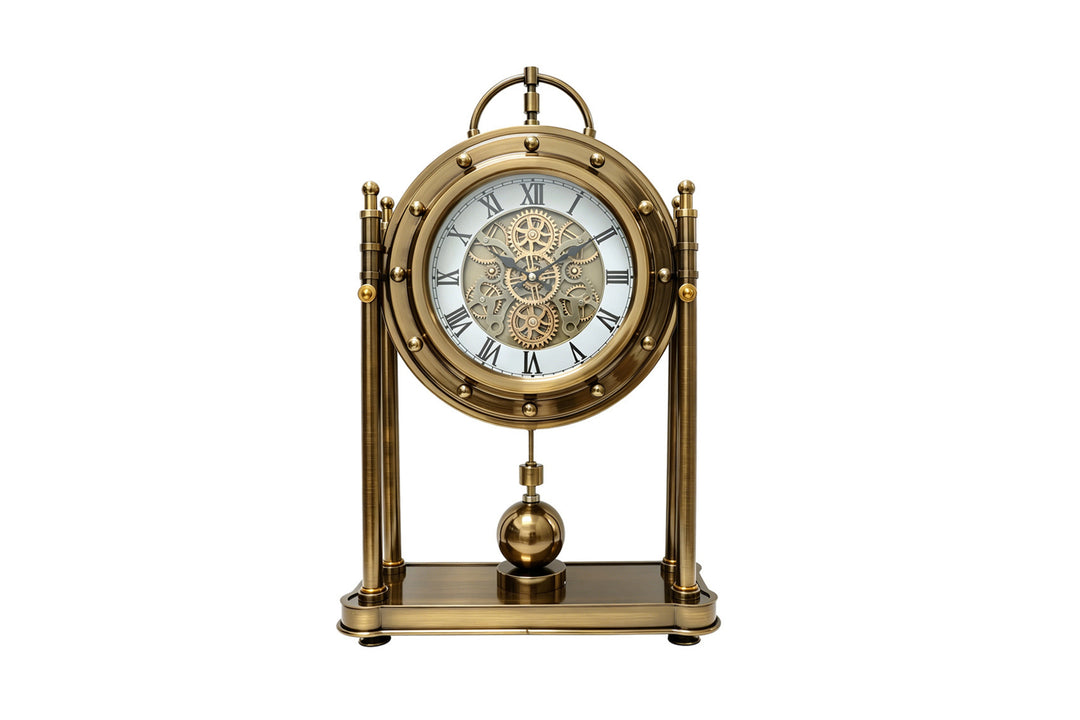 Osten Skeleton Mantel Clock – Vintage Brass Table Clock (59cm)