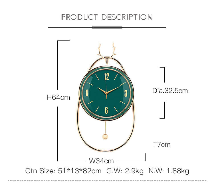 Pendulum Wall Clock Orbit (Green)