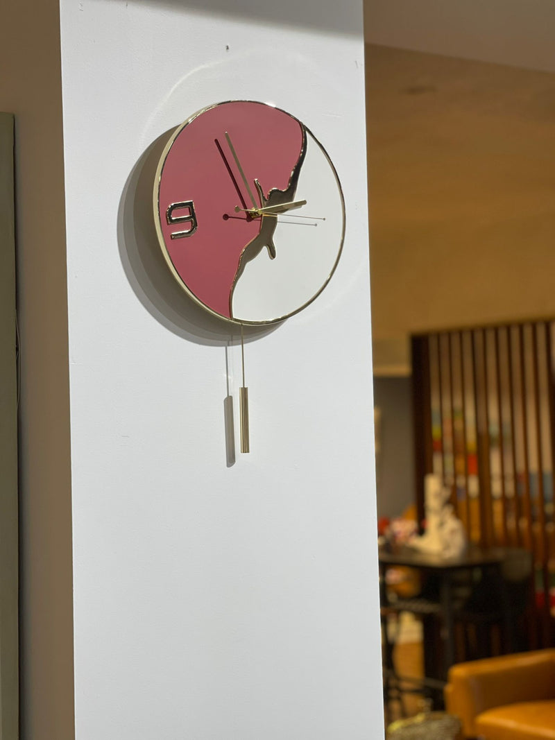 Pendulum Wall Clock RED  (31x58 cm)