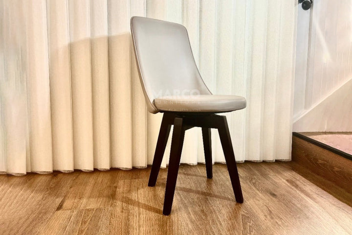 Polo Grey Leather Swivel Dining Chair – High Back Kitchen Seat