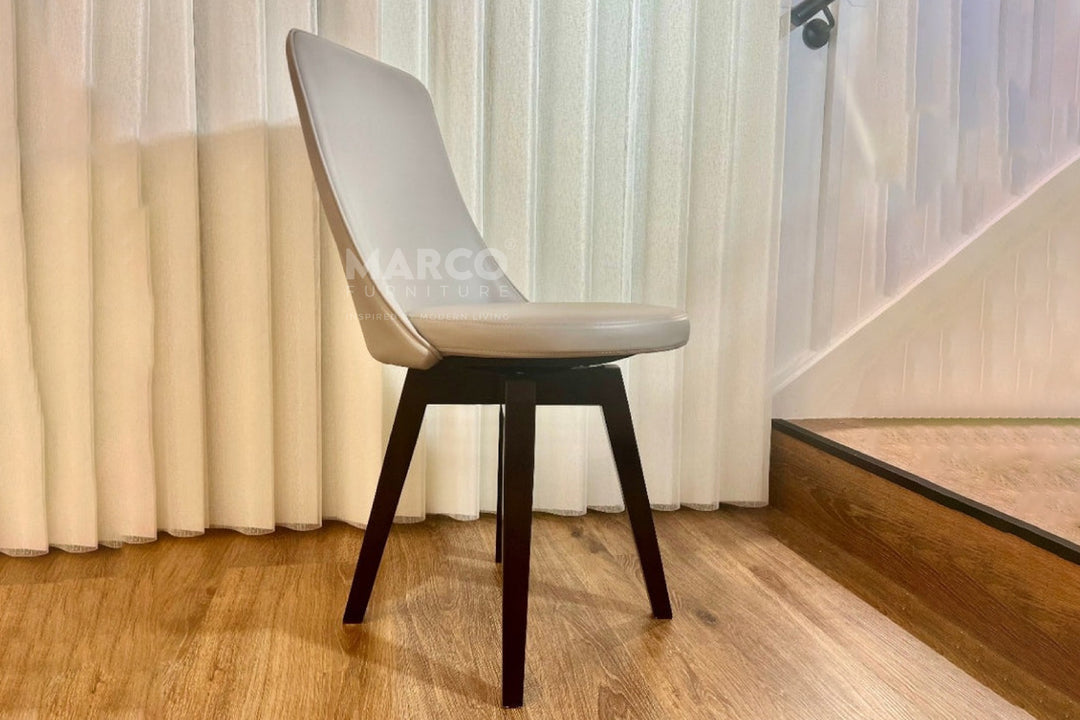 Polo Grey Leather Swivel Dining Chair – High Back Kitchen Seat