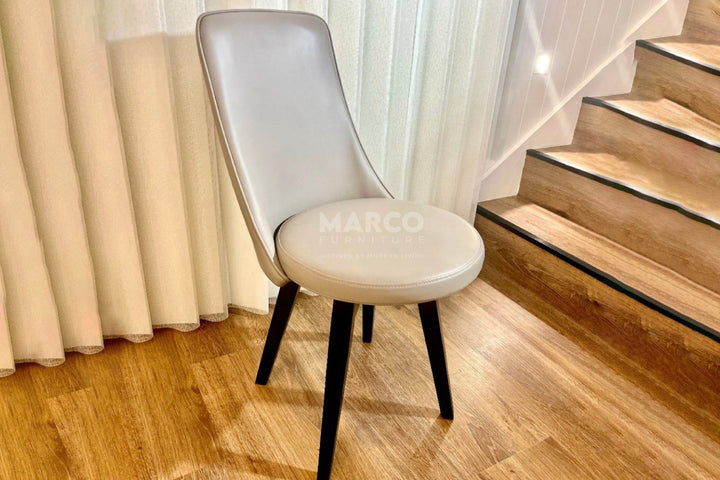 Polo Grey Leather Swivel Dining Chair – High Back Kitchen Seat