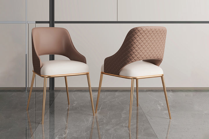 Prada Curved Back Dining Chair with Black Metal Legs