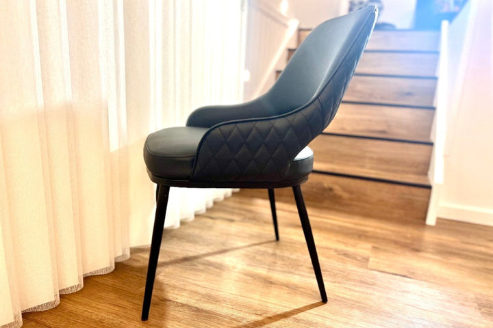 Prada Curved Back Dining Chair with Black Metal Legs