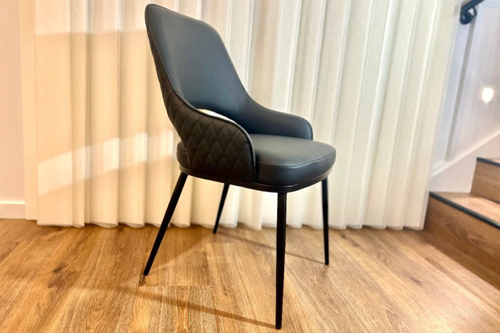 Prada Curved Back Dining Chair with Black Metal Legs