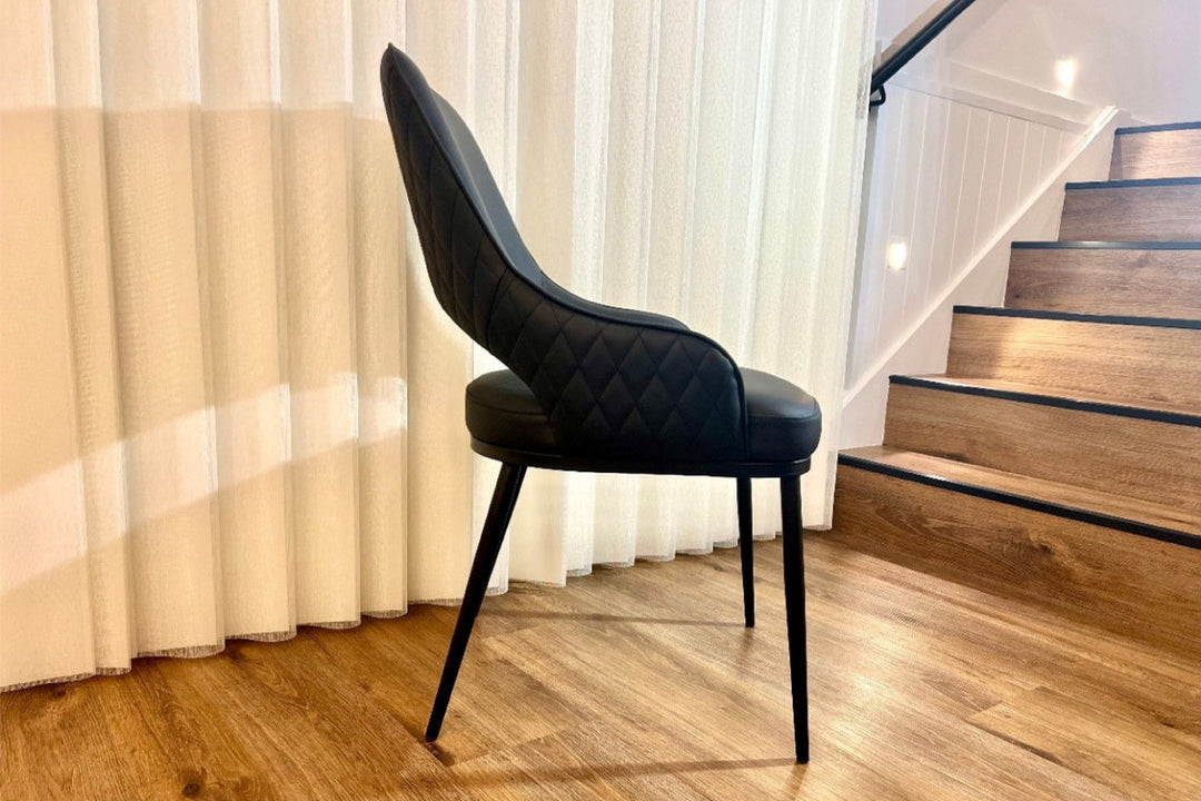 Prada Curved Back Dining Chair with Metal Legs