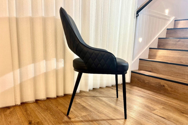 Prada Curved Back Dining Chair with Metal Legs