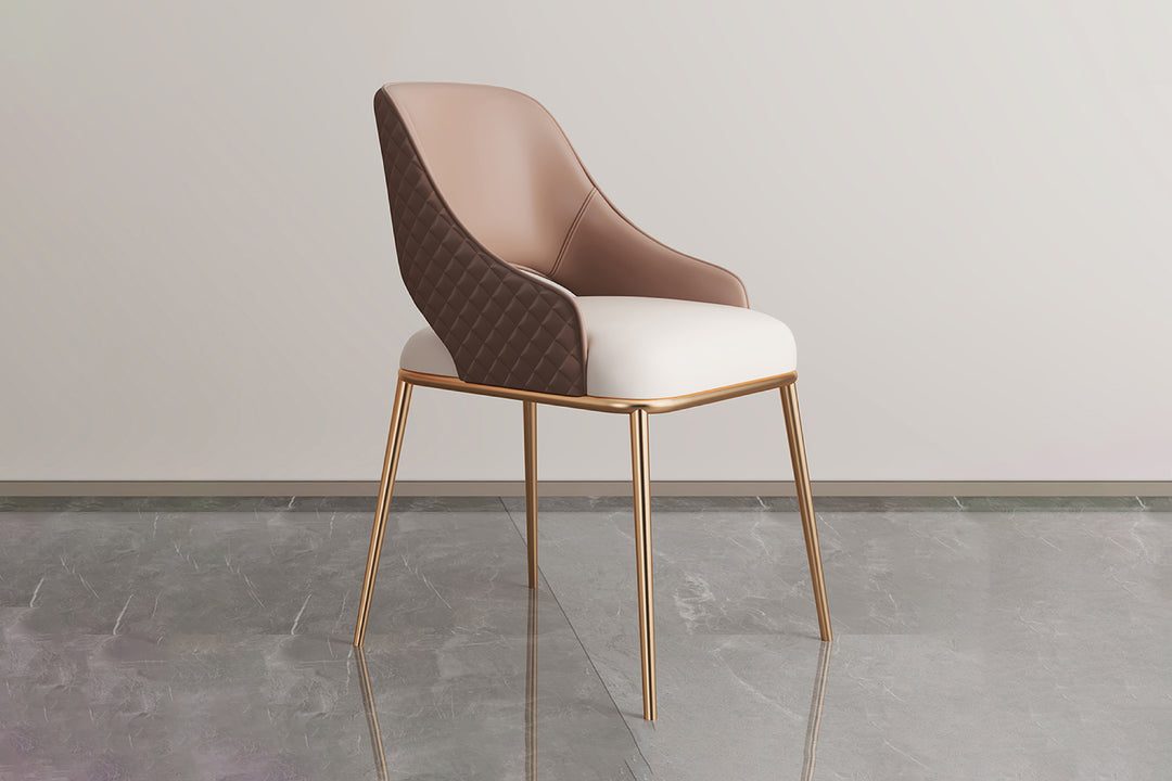 Prada Curved Back Dining Chair with Metal Legs