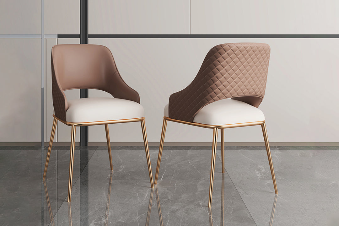 Prada Curved Back Dining Chair with Metal Legs