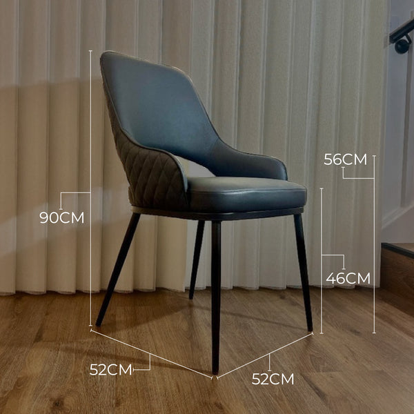 Prada Curved Back Dining Chair with Metal Legs