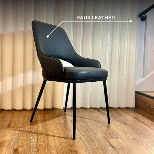 Prada Curved Back Dining Chair with Metal Legs