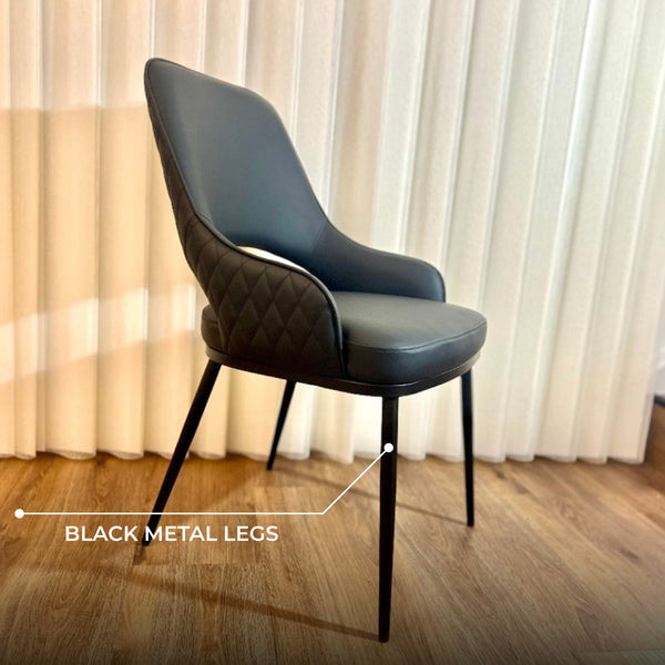 Prada Curved Back Dining Chair with Metal Legs