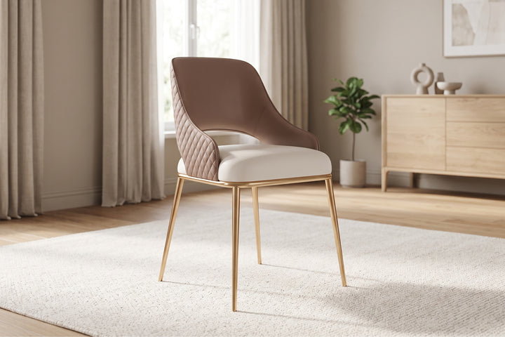 Prada Curved Back Dining Chair with Two-tone Leather Upholstery
