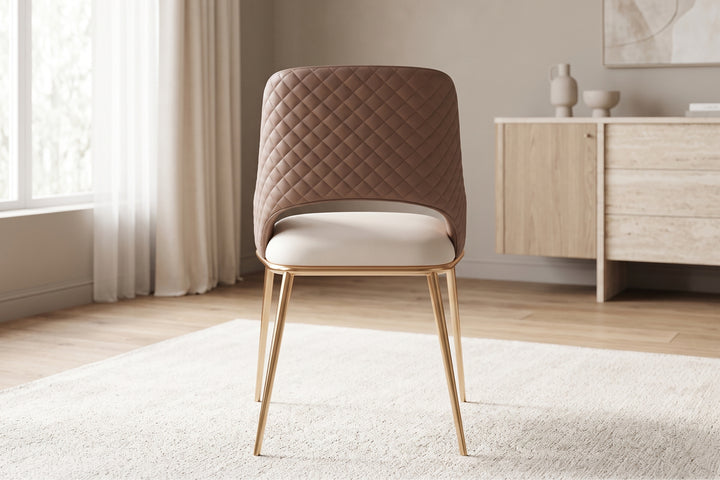 Prada Curved Back Dining Chair with Two-tone Leather Upholstery