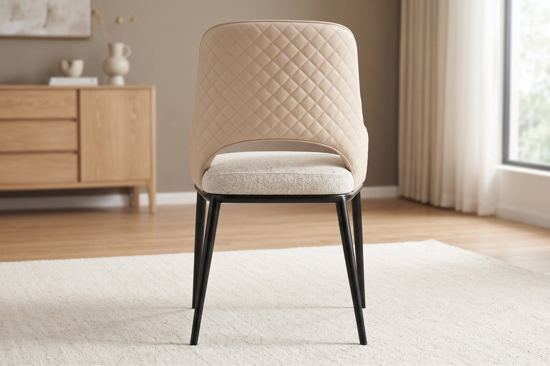 Prada Dining Chair – Quilted Back & Fabric Seat