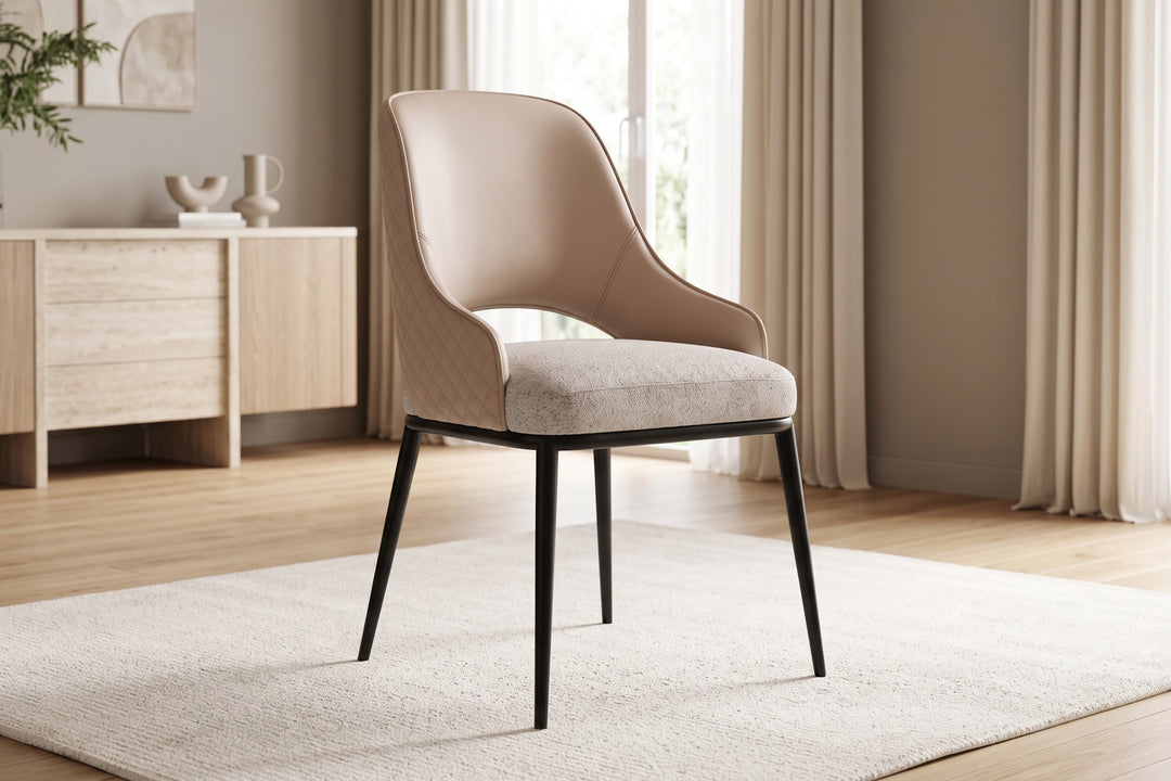 Prada Dining Chair – Quilted Back & Fabric Seat